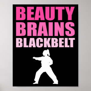 Taekwondo Karate Women Beauty Brains Black Belt  Poster