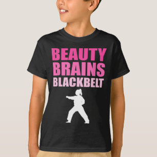Taekwondo Karate Women Beauty Brains Black Belt T-Shirt