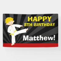 Taekwondo Karate Yellow Belt Blonde Boy Birthday