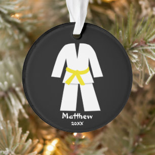 Taekwondo Karate Yellow Belt Personalised Ornament