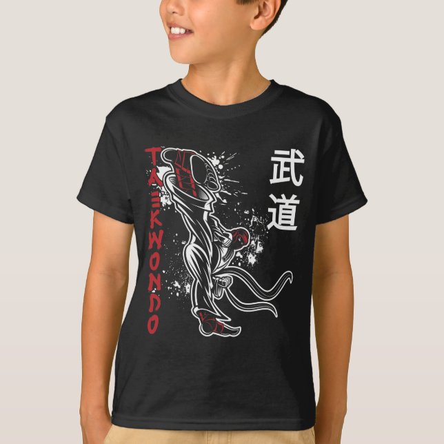 Taekwondo Kick Martial Arts T-Shirt (Front)