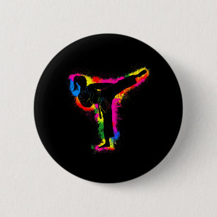 Taekwondo Kick Martial Arts Women Girls Karate 6 Cm Round Badge