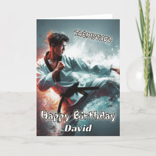 Taekwondo Kicking Spirit Birthday Card