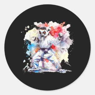 Taekwondo Lemur Kickboxing Animall Jiu-Jitsu Kung Classic Round Sticker