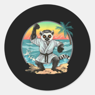 Taekwondo Lemur Kickboxing Animall Jiu-Jitsu Kung Classic Round Sticker