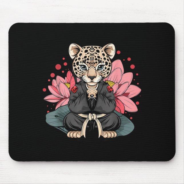 Taekwondo Leopard Kickboxing Animall Jiu-Jitsu Mouse Mat (Front)