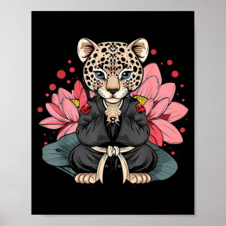 Taekwondo Leopard Kickboxing Animall Jiu-Jitsu Poster