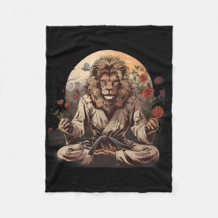 Taekwondo Lion Floral Mma Kickboxing Jiu-jitsu Lio Fleece Blanket