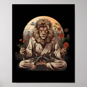 Taekwondo Lion Floral Mma Kickboxing Jiu-jitsu Lio Poster