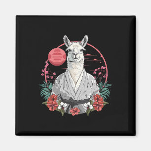 Taekwondo Llama Kickboxing Taekwondo Floral Llama  Magnet