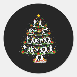 Taekwondo Lover Xmas Lighting Taekwondo Christmas  Classic Round Sticker