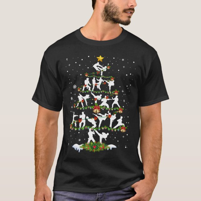 Taekwondo Lover Xmas Lighting Taekwondo Christmas  T-Shirt (Front)