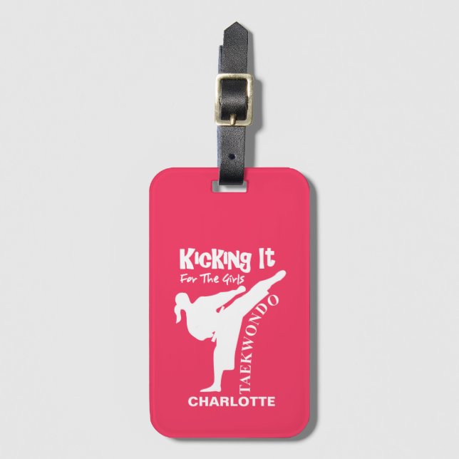 Taekwondo Martial Arts Cute Girly Luggage Tag (Front Vertical)