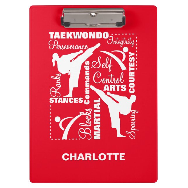 Taekwondo Martial Arts Sports Terminology Clipboard (Front)