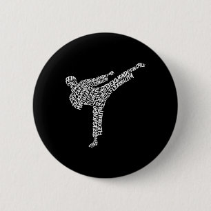 Taekwondo Martial Arts Typography Kids Men Boys Ka 6 Cm Round Badge