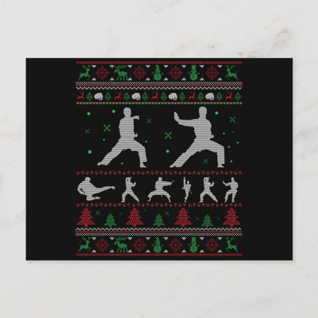 Taekwondo Merry Christmas Gift Ugly Christmas Postcard (Front)