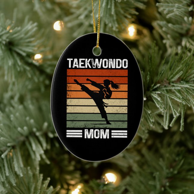Taekwondo Mum Retro Martial Arts Mum Gift Ceramic Tree Decoration (Tree)