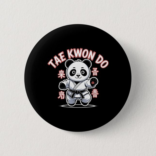 Taekwondo Panda Funny Korean Tkd 6 Cm Round Badge (Front)