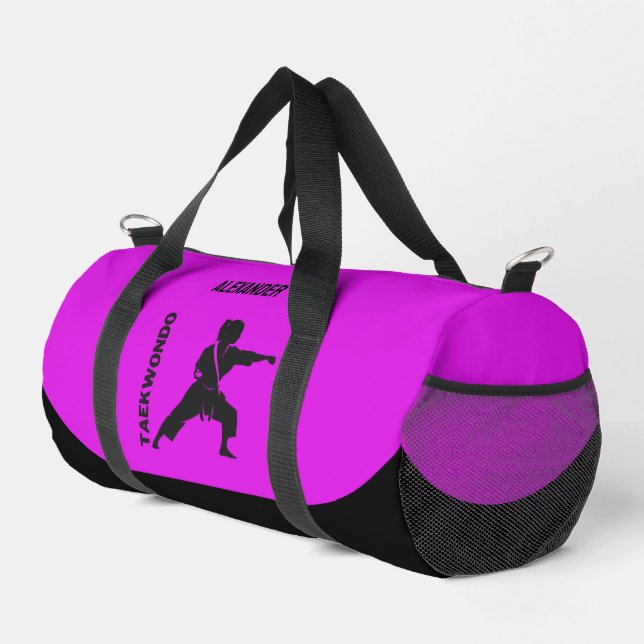 Taekwondo Player, Birthday Gift, Team Karate Duffle Bag (Right Corner)