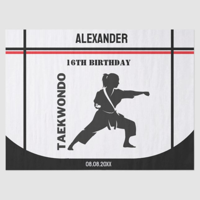 Taekwondo Player, Birthday Gift, Team Karate  Tissue Paper (Front)