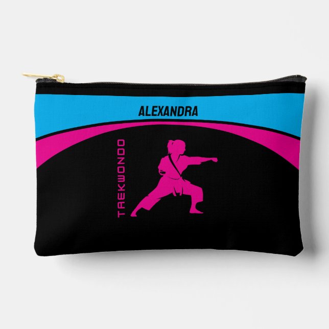 Taekwondo Player Girl, Birthday Gift, Women Karate Accessory Pouch (Front)