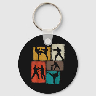 Taekwondo Practitioner Collage Men Kids Coach Key Ring