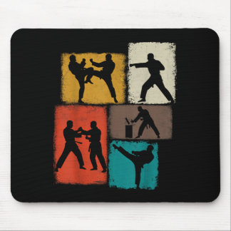 Taekwondo Practitioner Collage Men Kids Coach Mouse Mat