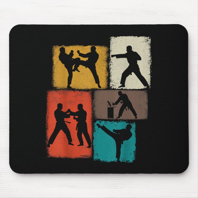Taekwondo Practitioner Collage Men Kids Coach Mouse Mat (Front)