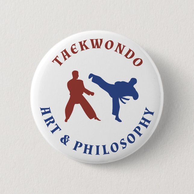 Taekwondo Red and Blue Stamp 6 Cm Round Badge (Front)