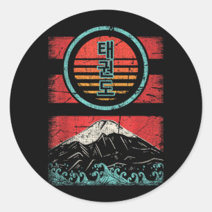 Taekwondo Retro 80s Style Classic Round Sticker