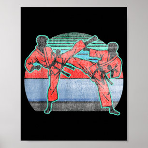 Taekwondo Retro Sunset Cool Kicker Distressed MMA Poster
