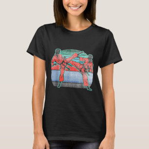 Taekwondo Retro Sunset Cool Kicker Distressed MMA T-Shirt