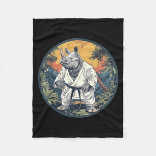 Taekwondo Rhino Kickboxing Animall Jiu-Jitsu Kung Fleece Blanket