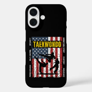 Taekwondo Self Contro American Martial Arts Flag iPhone 16 Case
