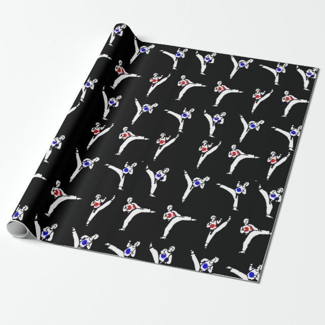 Taekwondo Sparring Wrapping Paper (Unrolled)