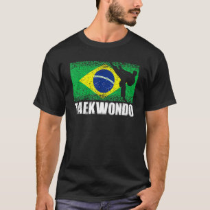 Taekwondo Sport Retro Brazil Flag Brazilian Martia T-Shirt