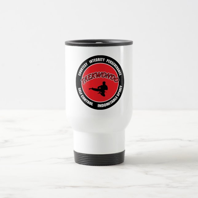 Taekwondo Tenets Circle Travel Mug (Center)