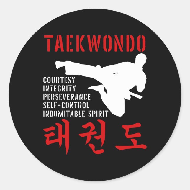 Taekwondo Tenets Martial Arts Classic Round Sticker (Front)