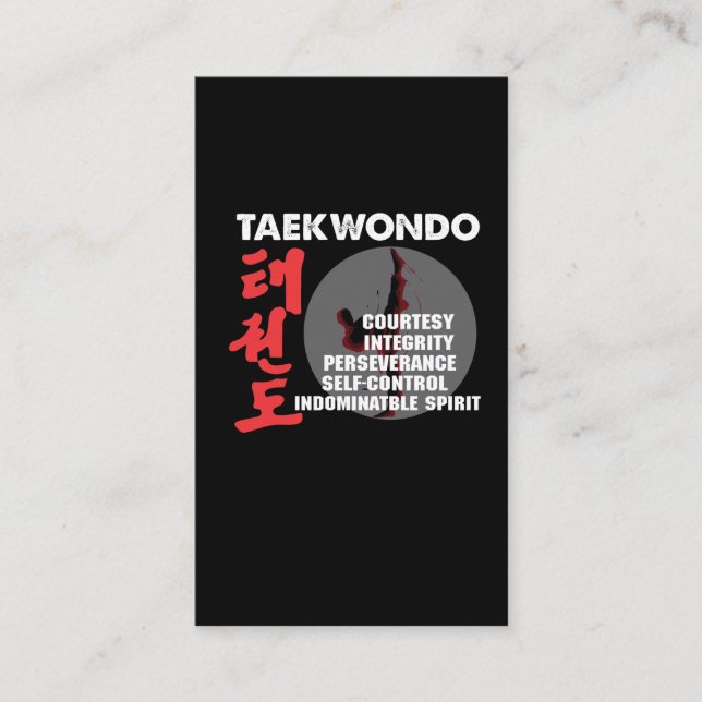 Taekwondo Tenets Martial Arts Tae kwon do Business Card (Front)