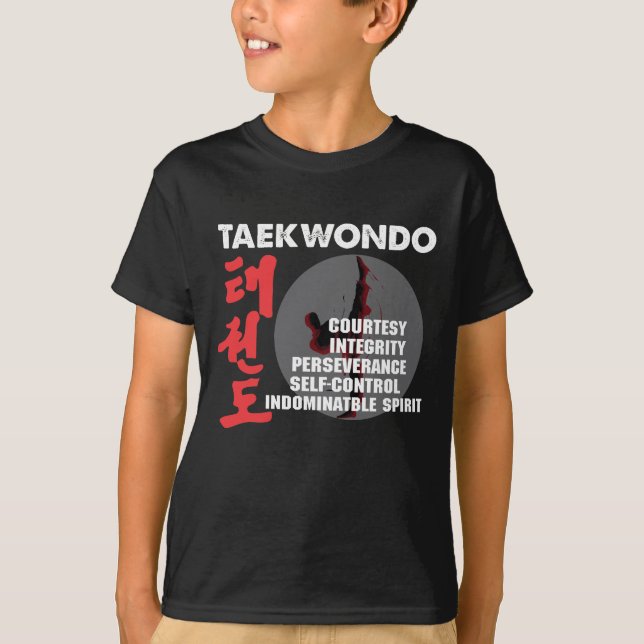 Taekwondo Tenets Martial Arts Tae kwon do T-Shirt (Front)