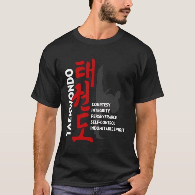 Taekwondo Tenets Shirt Martial Arts Graphic Tee (Front)