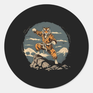 Taekwondo Tiger Mount Fuji Jiu-jitsu Kickboxing Ti Classic Round Sticker