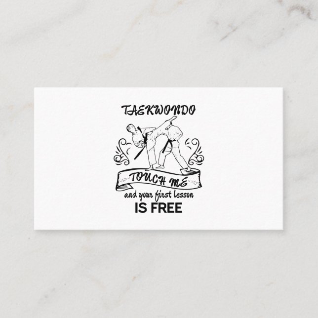 Taekwondo Touch me and your first lesson is free Business Card (Front)