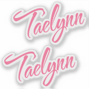 Taelynn name pink cursive x2