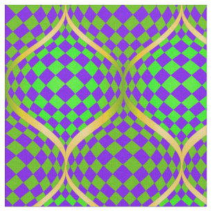 Taffi Op Art Purple Green and Yellow Fabric