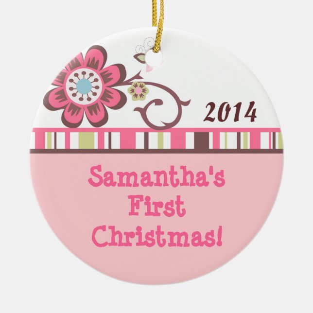 Taffy Flower Butterfly Personalised Name Ornament (Front)