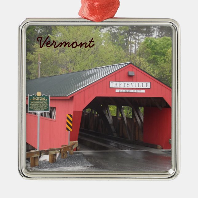 Taftsville Covered Bridge, Vermont Metal Tree Decoration (Front)