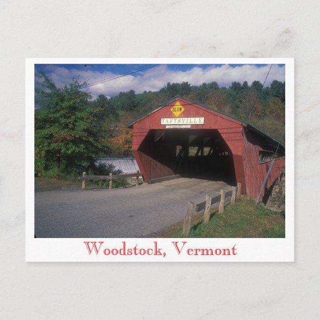 Taftsville Covered Bridge, Woodstock, Vermont Postcard (Front)