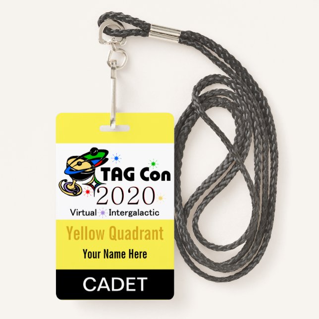 TAG Con 2020 - Yellow Quadrant - Cadet ID Badge (Front with Lanyard)