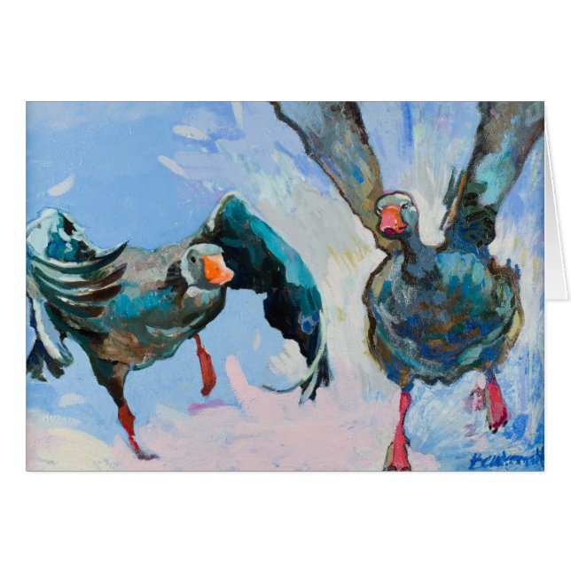 Tag! Geese Playing Games Customisable (Front Horizontal)